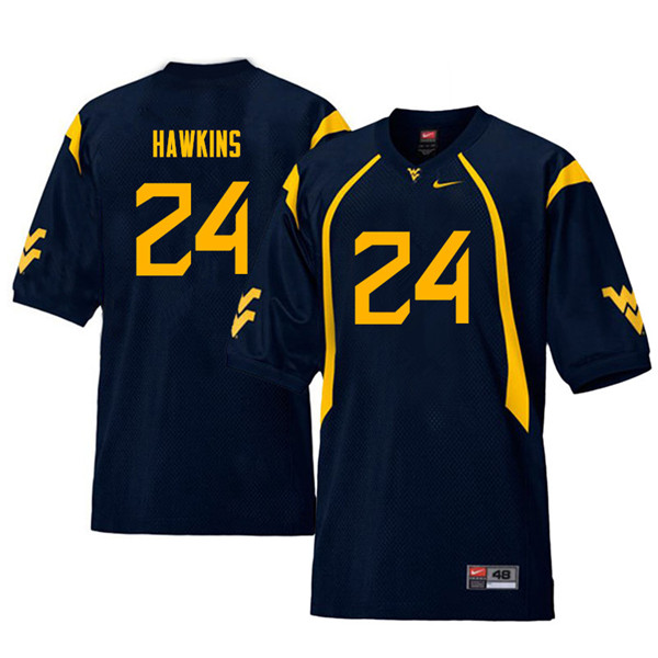 NCAA Men's Roman Hawkins West Virginia Mountaineers Navy #24 Nike Stitched Football College Throwback Authentic Jersey XJ23P40QU